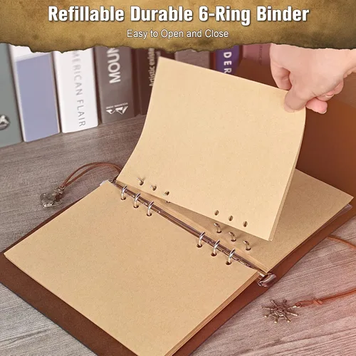 Miniatura 3 de Libreta Maleden de estilo clásico de alta calidad, de hojas recargables, de cuero sintético repujado, diario de viaje con páginas en blanco y Azul