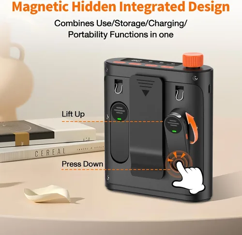 Miniatura 2 de Daakro Amplificador de voz inalámbrico con micrófono de solapa magnético, amplificador de potencia Bluetooth de 2000 mAh con 2 micrófonos