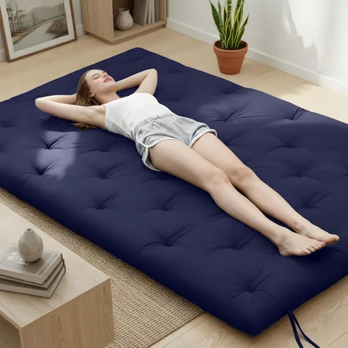 Miniatura 13 de Syrinx Colchón de Futón de Suelo Japonés Tamaño Individual 75"x39", Cama de Suelo Perezosa Plegable Engrosada para Adultos, Tumbona Enrollable