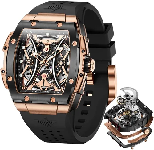 Miniatura 15 de OLEVS - Relojes para hombre, de cuero marrón, caja dorada, analógico, de cuarzo, de moda, para negocios, reloj de vestir, con fecha, luminoso