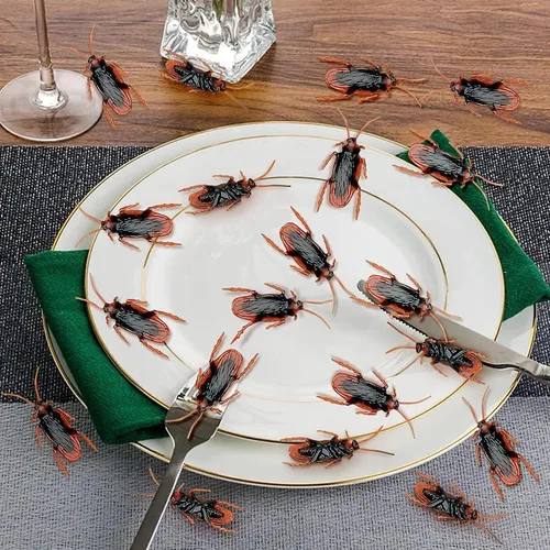 Miniatura 5 de Ksquares, cucarachas falsas de broma, trucos favoritos, juguetes de broma que se ven reales, insectos aterradores de plástico realistas, novedad