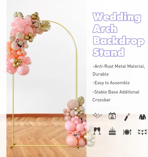 Miniatura 5 de Soporte de Telón de Fondo de Arco de Boda SPRITE DISPLAY 7.2FT Soporte de Telón de Fondo de Arco de Globo Dorado Marco de Arco Cuadrado