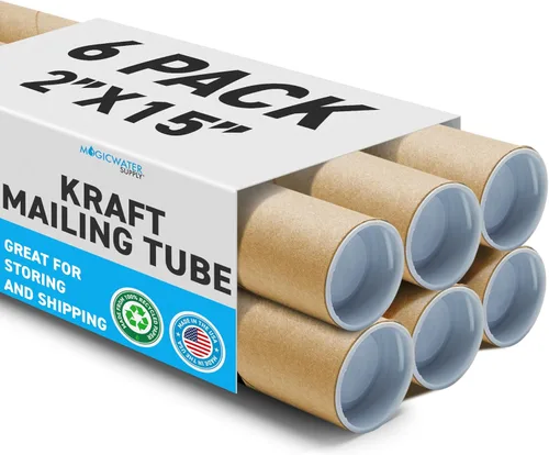 Miniatura 10 de MagicWater Supply Tubo de correo – 2 x 15 pulgadas – Kraft – 1 paquete – para envío y almacenamiento de carteles, artes, manualidades y documentos