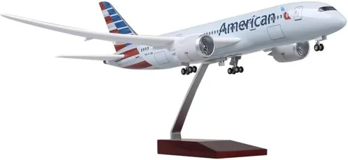 Escala 1/130 Avión B787 Dreamliner Aircraft 787 American Airlines Modelo W Luz y rueda Plano de resina fundida a presión (con luz)