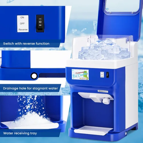 Miniatura 6 de NEWTRY Máquina trituradora de cubitos de hielo comercial de 8.45QT Máquina de afeitar de hielo eléctrica con hoja de aleación de aluminio Máquina