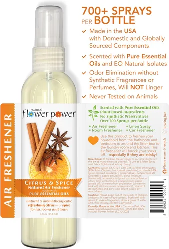 Miniatura 3 de Natural Flower Power Ambientador en aerosol – Eliminador de olores con aceites esenciales – Hogar, automóvil y tela – Libre de crueldad animal