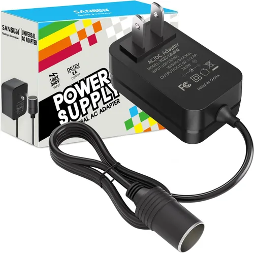 Convertidor de CA a CC 2 A, enchufe para encendedor de cigarrillos de automóvil, transformador adaptador de fuente de 120 V a 12 V para bomba de
