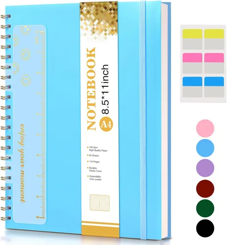 Miniatura 26 de Lined Spiral Notebook Journal 8.5” x 11”, A4 Large Notebooks for Women Men, College Ruled Journal, 100 GSM Paper, Plastic Hardcover Spiral Bound