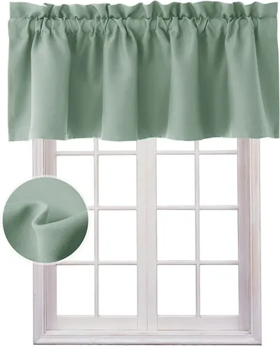 Miniatura 24 de Hiasan - Cortinas de cenefa negras con bolsillo para barra, cortinas opacas para ventanas de cocina, 52 x 18 pulgadas de largo, 1 panel Negro