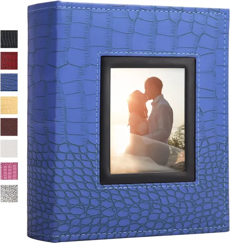 Vienrose - Álbum de fotos para 200 fotos de 4 x 6, con cubierta de cuero, gran capacidad, libro de imágenes para bodas, bebés, vacaciones Azul