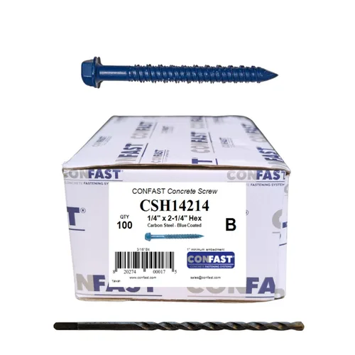 Miniatura 18 de CONFAST Anclaje de tornillo de hormigón con cabeza hexagonal de 3/16 x 4 pulgadas con broca para anclar a mampostería, bloque o ladrillo
