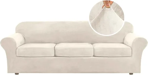 Miniatura 102 de H.VERSAILTEX - Funda elástica para sofá de 3 piezas, de suave terciopelo afelpado, para sofá biplaza con 2 cojines de hasta 72 pulgadas de ancho, se