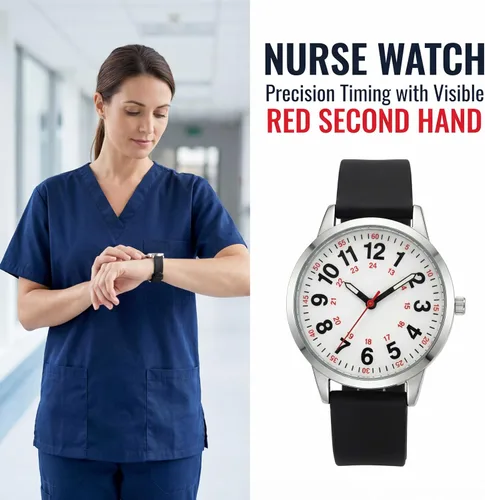 Miniatura 6 de Easy Read Women’s Watch with Second Hand, 35mm Dial with Large Arabic Numbers, Water Resistant Silicone Strap Wrist Watch with Luminous Hands