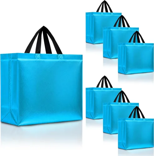 Nush Nush Bolsas de regalo de color azul aguamarina de gran tamaño – Juego de 30 bolsas de regalo azul claro brillante con asas a granel – Bolsa de