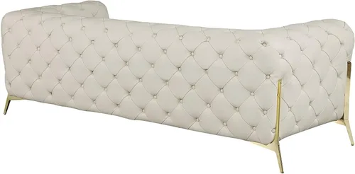 Miniatura 8 de Blackjack Furniture Modena - Moderno juego de sofá de 3 piezas de cuero italiano de grano superior, elegante diseño copetudo y patas de acero Beige
