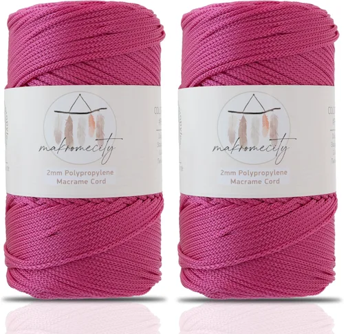 Miniatura 43 de Makromecity, 2 carretes de cordón de macramé de poliéster de 2 mm x 250 yardas (750 pies) de 2 mm de cordón de polipropileno para macramé, ideal