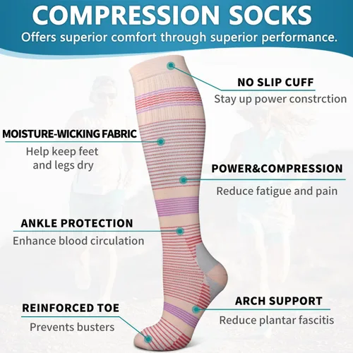 Miniatura 189 de 6 Pack Copper Compression Socks for Women and Men Circulation-Best Support for Medical, Running,Nursing,Athletic