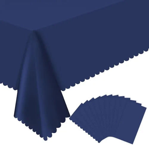 Miniatura 21 de 3 Pack Plastic Black Tablecloth, 54 X 108Inch Disposable Scalloped Dessert Table Coth for Rectangle Tables Waterproof Outdoor Table Cover for BBQ
