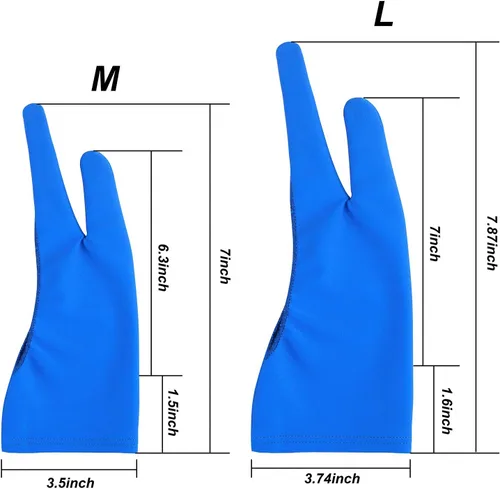 Miniatura 2 de Guantes para tableta de dibujo de artista, guantes de pintura con gráficos de dos dedos, tamaño libre, creativo tanto para mano derecha como