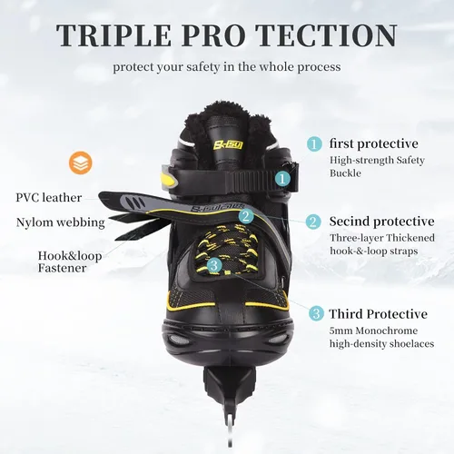 Miniatura 4 de Patines de hockey con 4 tamaños ajustables, acolchado suave y soporte de tobillo reforzado para niños, niñas, jóvenes, hombres, mujeres
