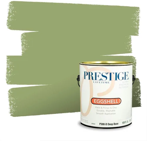 Miniatura 164 de Prestige Paints - Pintura exterior e imprimación en uno, 1 galón, plano, compatibilidad comparable con el color menta «Whipped Mint» de Behr