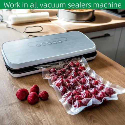 Miniatura 3 de 50 bolsas selladoras al vacío de 11 x 16 pulgadas, ideales para almacenamiento de alimentos, bolsas precortadas de sellador al vacío