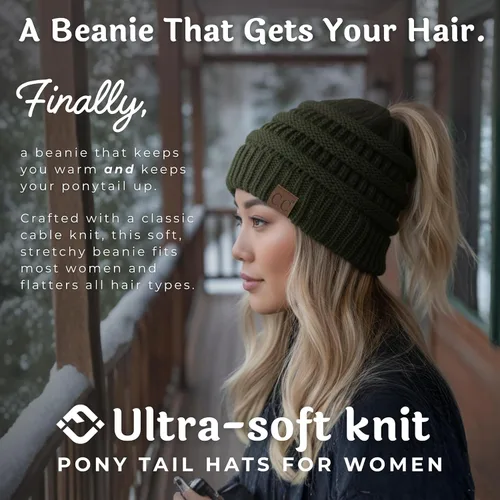 Miniatura 207 de Funky Junque - Gorro para mujer con ranura para cola de caballo