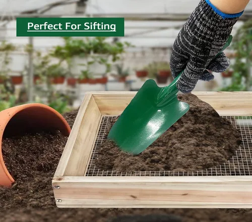 Miniatura 7 de Tamiz de tierra, tamiz de suciedad para jardinería, tamiz de compost, tamiz de jardín, tamiz de madera ligera para rocas, tamiz de tamiz de pantalla
