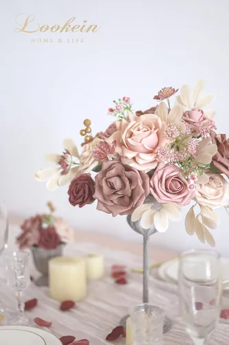 Miniatura 2 de Lookein Flores Artificiales para Decoración de Boda DIY, Ramo de Novia, Centros de Mesa, Coronas de Flores, Flores de Pasillo, Decoración del Hogar
