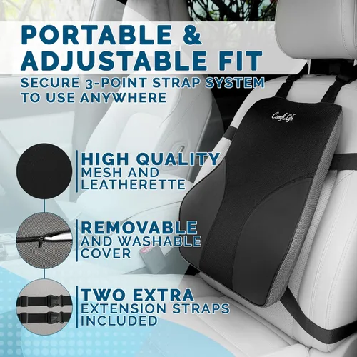 Miniatura 3 de ComfiLife Almohada de apoyo lumbar para silla de oficina – Almohada lumbar de espuma viscoelástica premium – Respaldo para silla de oficina, coche