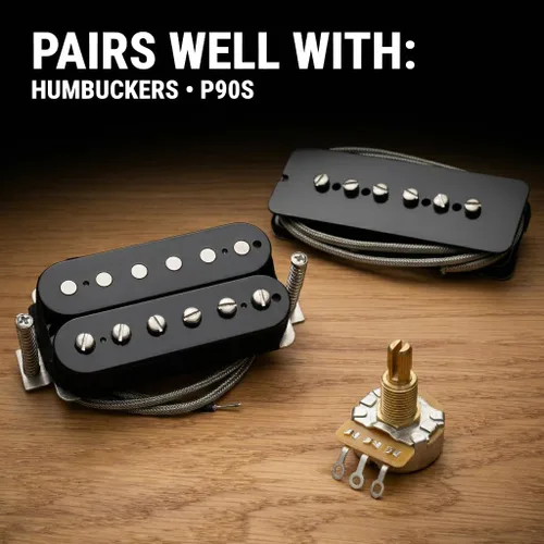 Miniatura 4 de Potenciómetro CTS 500k para guitarra - Eje dividido corto personalizado, cono de audio, 10% de tolerancia (4x)