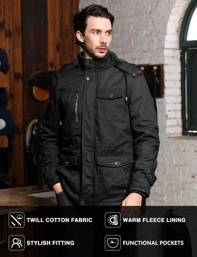 Miniatura 4 de Chaqueta WenVen parca de invierno con capucha extraíble cálida para hombre