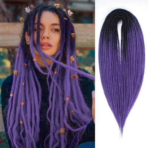 Miniatura 18 de Kraler Extensiones de Rastas Azules de Doble Extremo de 18 Pulgadas, 20 Hebras Sintéticas DE Extensiones de Rastas Hechas a Mano, Estilo de Rastas