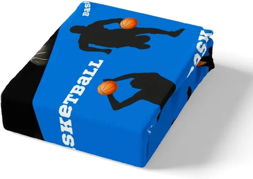 Miniatura 4 de Erosebridal Juego de funda de edredón deportiva tamaño individual, temática de baloncesto, azul y negro, 2 piezas