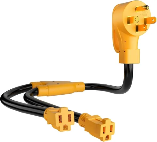 MECMO Cable de alimentación adaptador Y de 50 amperios a (2) x 110V 15 Amp para el hogar, adaptador RV Y, 10/3 STW NEMA 14-50P enchufe macho a dos