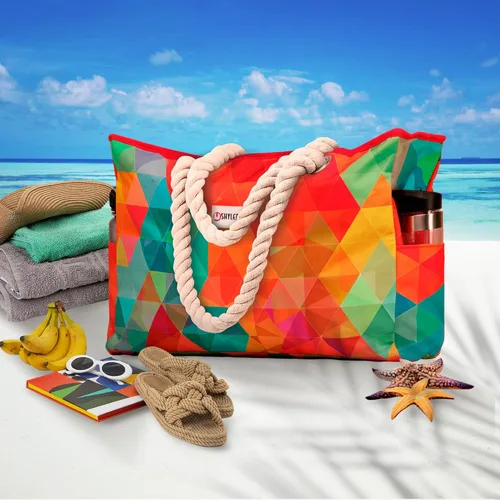 Miniatura 8 de SHYLERO Bolsa de playa y bolsa de piscina. Tiene bolsa hermética, tonelada de bolsillos. La bolsa de playa tiene cremallera, resistente al agua.