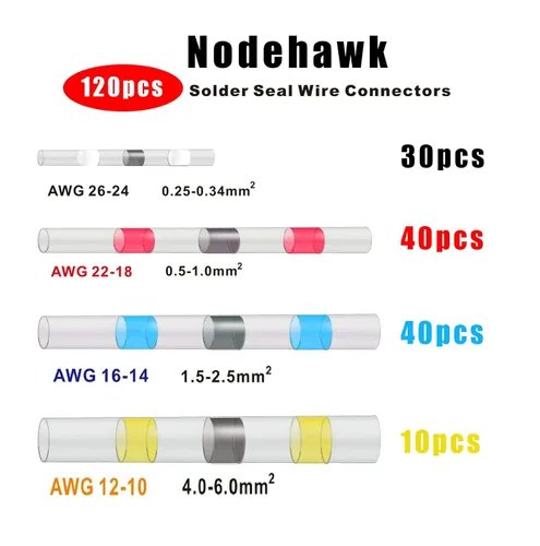 Miniatura 3 de Kit de conectores a tope de soldadura termorretráctil, 120 unidades, terminales de cable eléctrico aislados impermeables, conectores de cable