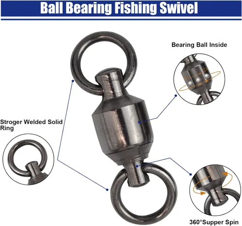 Miniatura 3 de MAFIMOEA - 15-25 piezas de rodamientos de bolas de pesca, conectores giratorios de acero inoxidable, anillo de soldadura sólido de alta resistencia