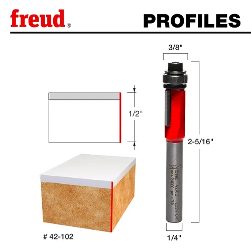 Miniatura 3 de Freud 42-102: 3/8" (diámetro) Rodamiento Embellecedor Broca con vástago de 1/4", longitud total de 2-5/16