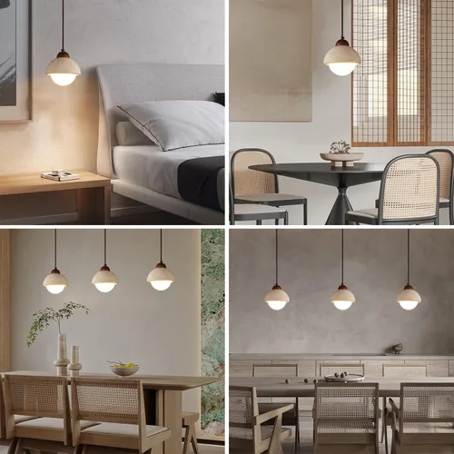 Miniatura 5 de Wabi Sabi - Lámpara colgante de piedra natural nórdica para isla de cocina, lámpara de suspensión de madera para comedor, mesita de noche, entrada