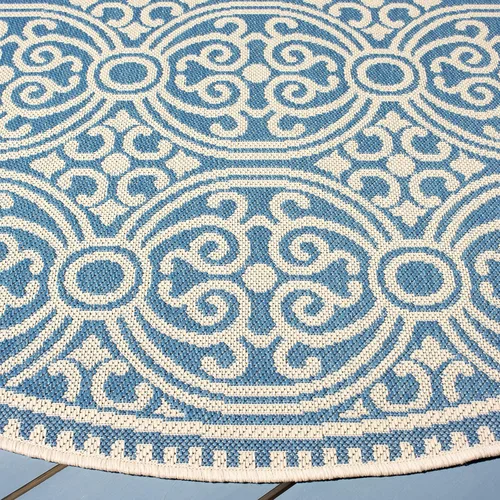 Miniatura 4 de SAFAVIEH Beach House Collection - Alfombra redonda, de 4 pies, color crema y azul, no desprende pelusa y de fácil cuidado, para interiores
