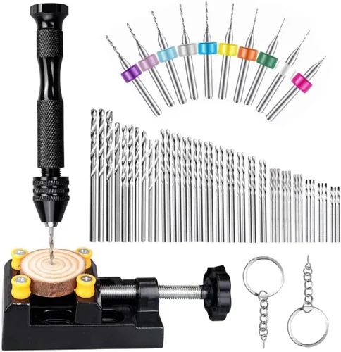 Juego de 62 piezas de brocas manuales con abrazadera para hacer joyas, tallado artesanal, carpintería, plástico, conchas, resina o fabricación de