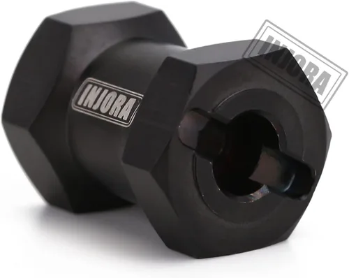 Miniatura 3 de INJORA Hub hexagonal RC de 0.472 in, ruedas de latón, extensión de cubo hexagonal, adaptador de unidad hexagonal negra para 1/10 RC Crawler Axial
