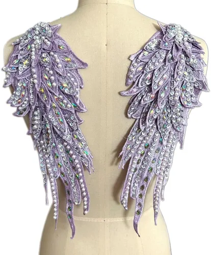 Miniatura 18 de Parches de lentejuelas con alas de ángeles de la guarda, apliques de diamantes de imitación para ropa, chaquetas, jeans, vestido, decoración