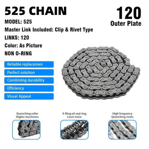 Miniatura 5 de Cadena de motocicleta de 525 pasos sin junta tórica para Yamaha YZF-R6 R1 MT-07 MT-09 MT-10 FZ-07 FZ-08 FZ-09 XSR700 XSR900 Tracer 900 XTZ690 Tenere