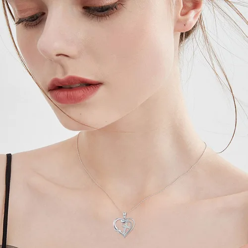 Miniatura 3 de CUOKA MIRACLE Collar de cruz con dije de corazón infinito, collar de plata de ley 925 con cadena delicada, joyería de 18 pulgadas, regalo de Navidad
