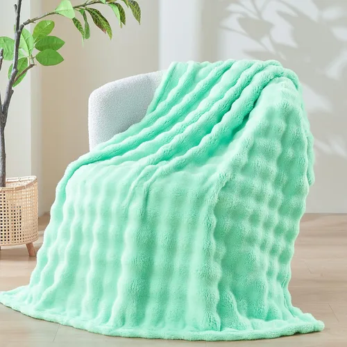 Miniatura 9 de NEWCOSPLAY Manta para Sofá Aqua Súper Suave de Franela Polar 3D Burbuja Ligera Manta de Cama para Uso en Todas las Estaciones (Aqua, Throw(50"x60"))