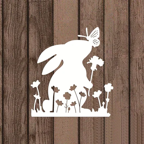 Miniatura 6 de Troqueles de metal de conejo de Pascua, lindo conejo beso, mariposa, marco de animales, plantillas de manualidades, tarjetas de corte, troqueles