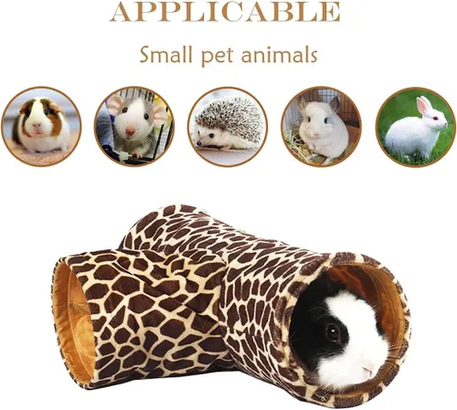 Miniatura 3 de LEFTSTARER Túnel de conejillo de indias, escondite plegable de 3 vías para hurón, erizo, chinchillas, ratones, rata y conejo Tubos de túnel de 3 vías