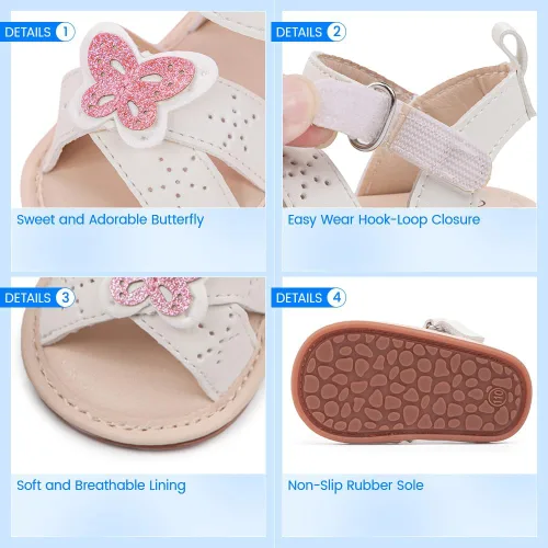 Miniatura 92 de Meckior Sandalias de verano con punta abierta y suave de piel sintética para bebés y niñas pequeñas